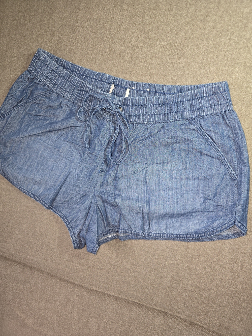 Women's Blue Denim-Style Elastic Waist Athletic Shorts NO TAG